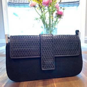 Stuart Weitzman Linen/Leather Clutch/Shoulder Bag